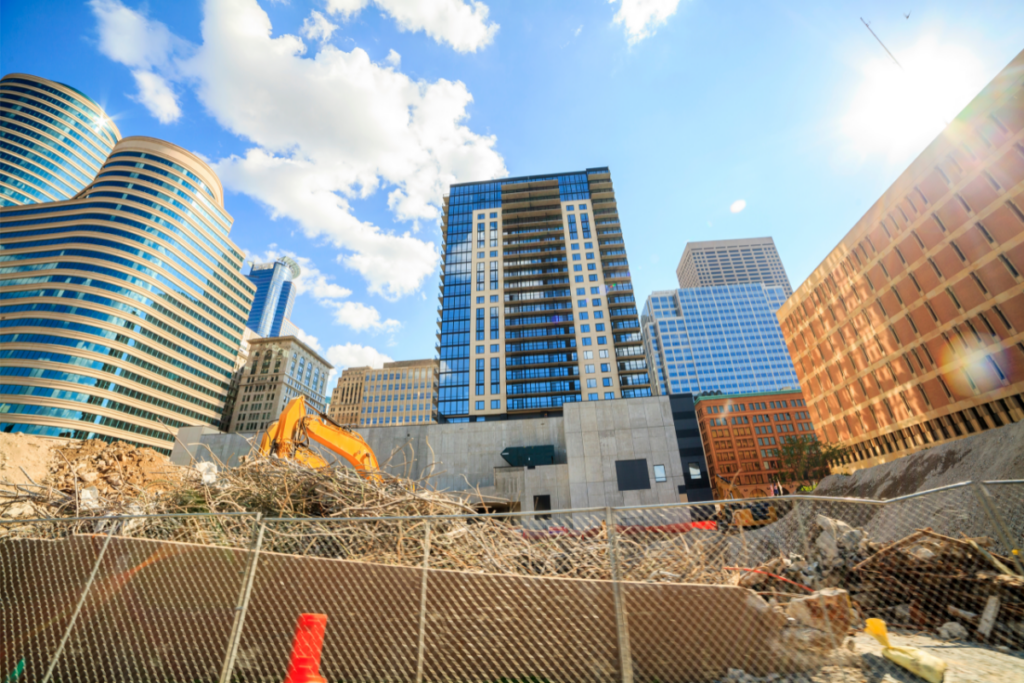 construction site in the middle of a city