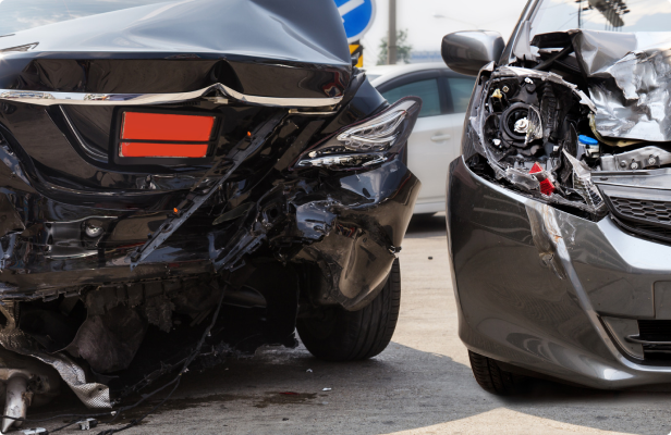 close up of car accident damage on a vehicle