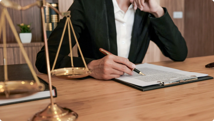 closeup of lawyer sitting at desk