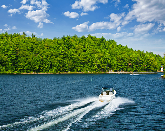 a speeding boat on the sea