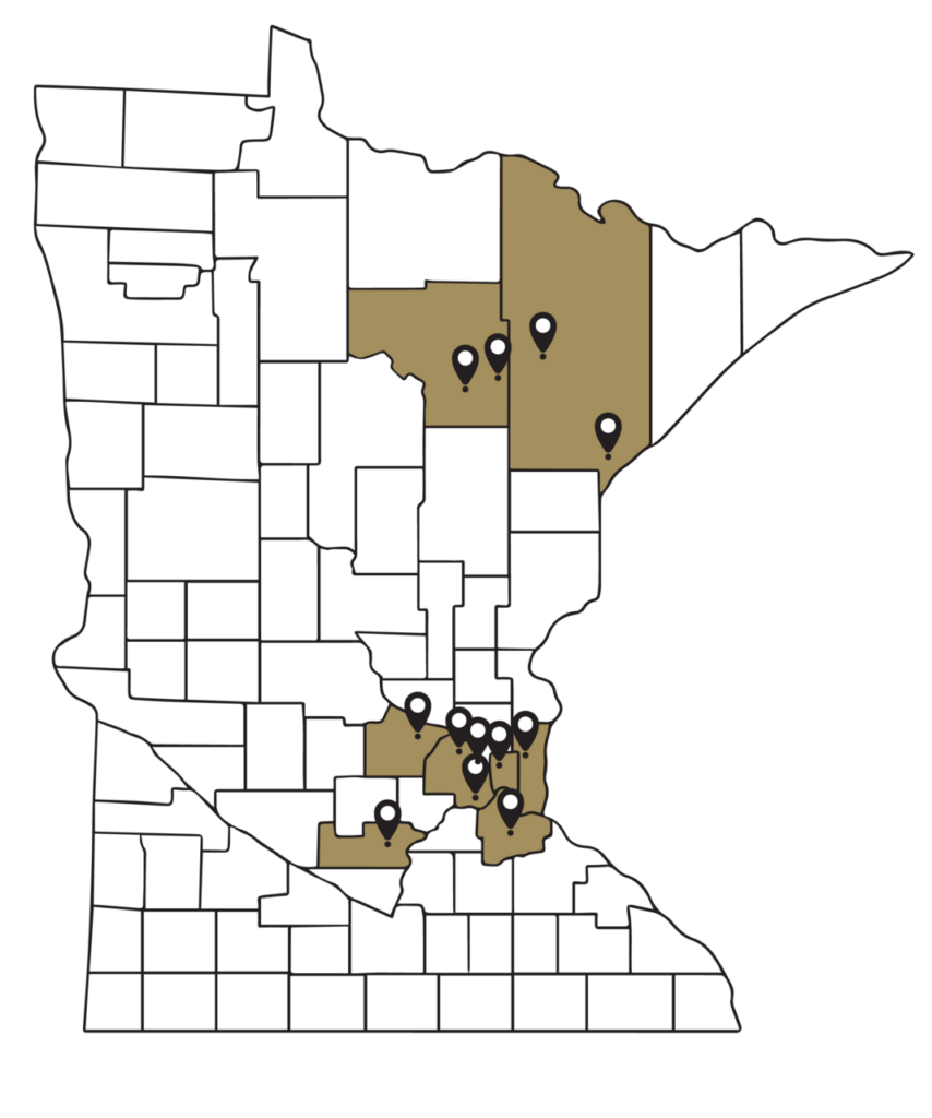 Map showing asbestos exposure sites