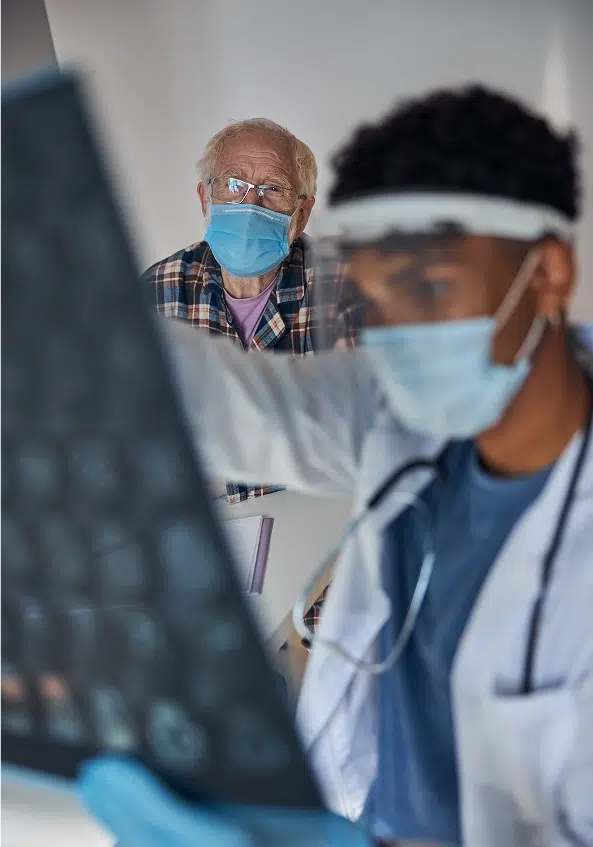 Elderly United States war veteran undergoing mesothelioma diagnosis