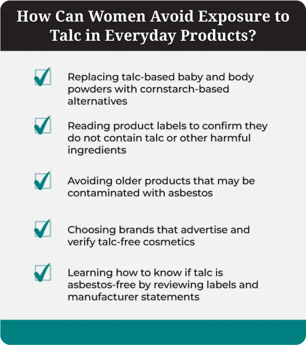 How can women avoid exposure to talc in everyday products